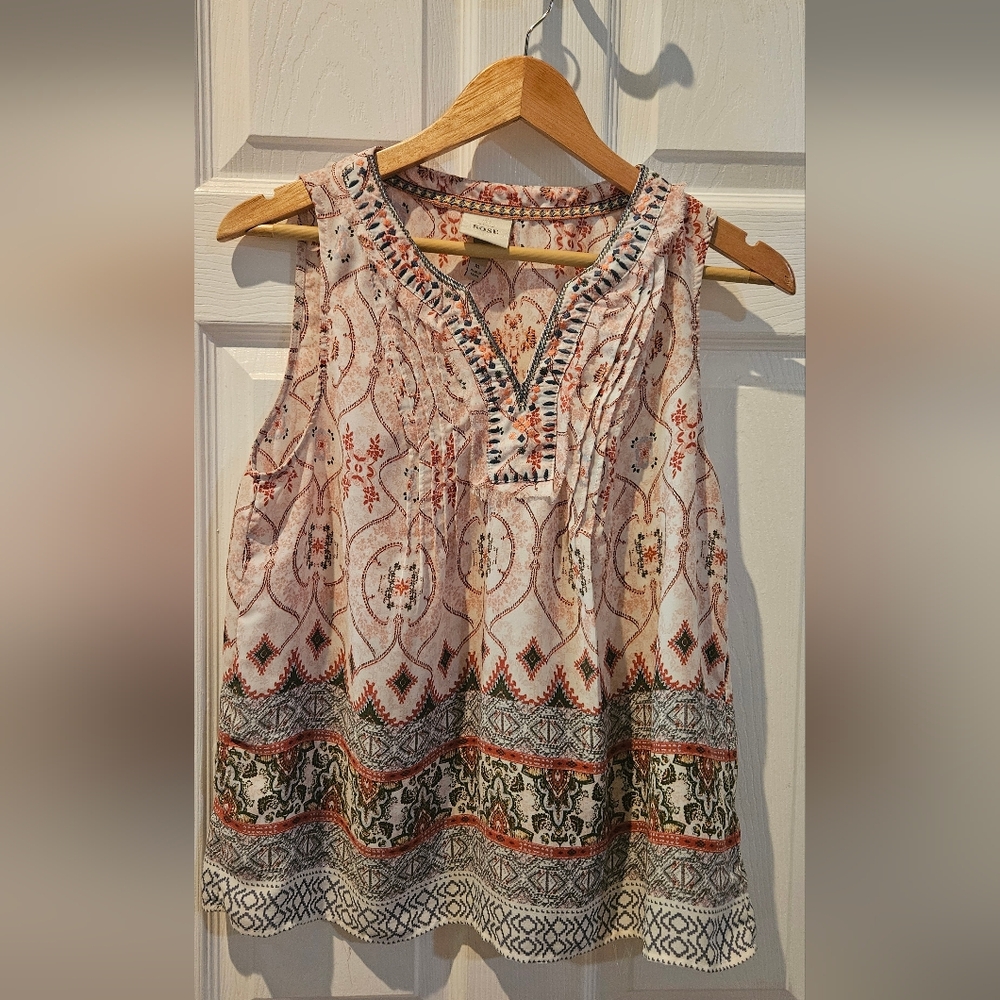 Knox Rose Sleeveless Blouse - Pink and Black Pattern